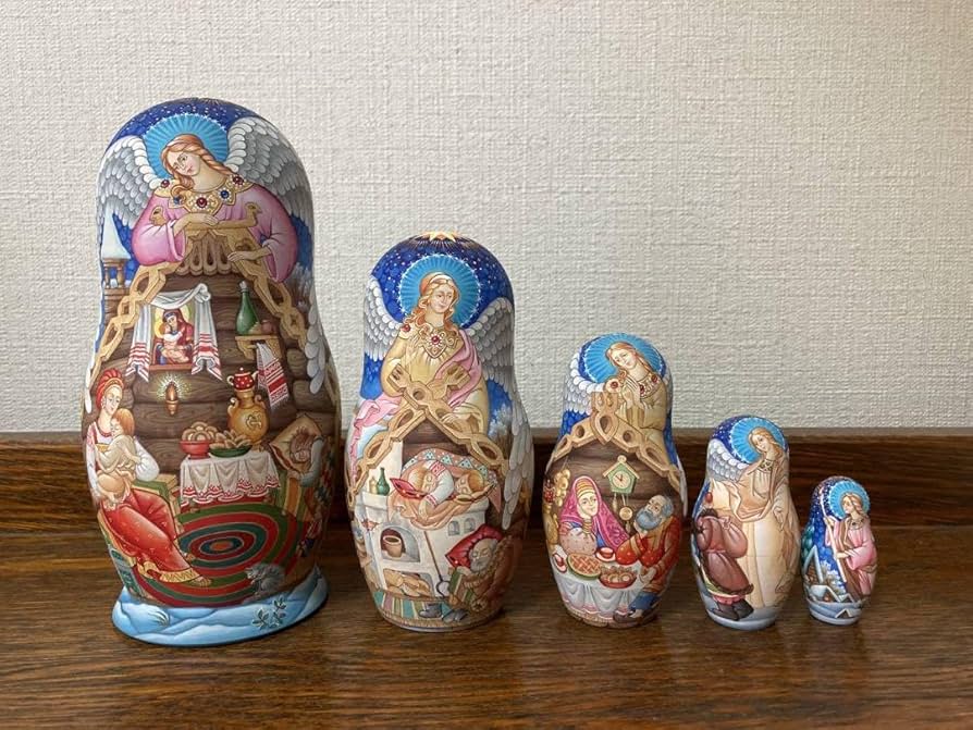 ロシア雑貨☆イコン マトリョーシカ天使(5P)オルガ作コブロフ工房 Amazon.co.jp: ロシア雑貨イコン マトリョーシカ天使(5P)オルガ